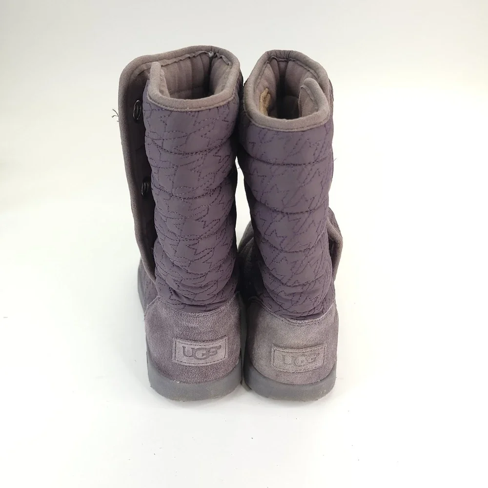 UGG Australia‎ Boots Girls 6 Purple Puffy Stars 3 Snaps on Side Hearts on Soles